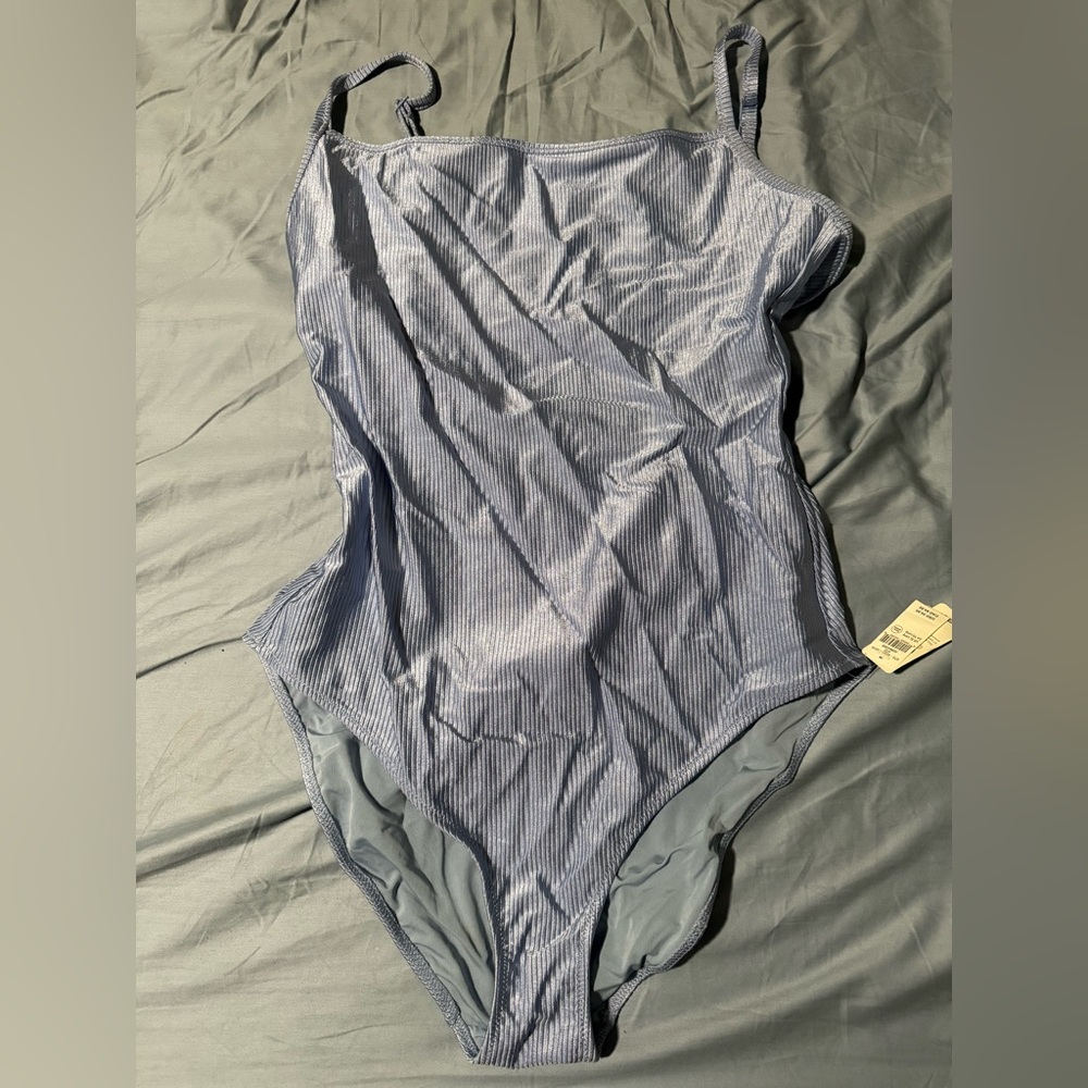 Aerie Blue Ribbed One Piece Swimsuit